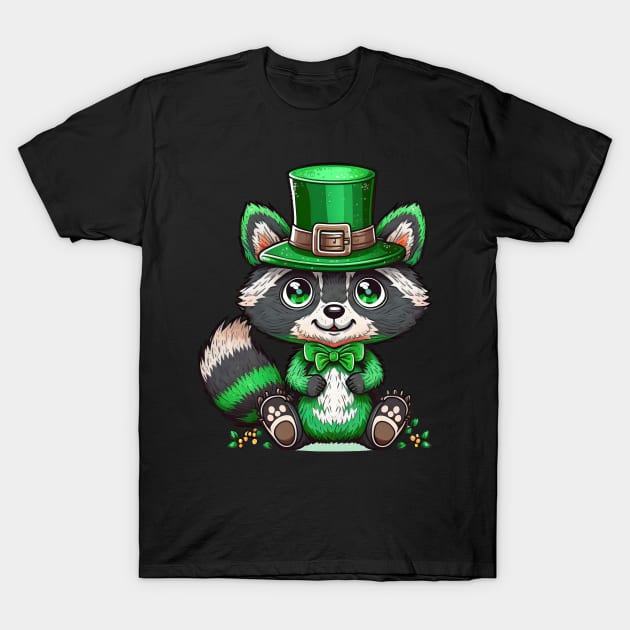 Raccoon Leprechaun Funny Raccoon Lover Shamrock St Patrick's Day T-Shirt by Ai Wanderer